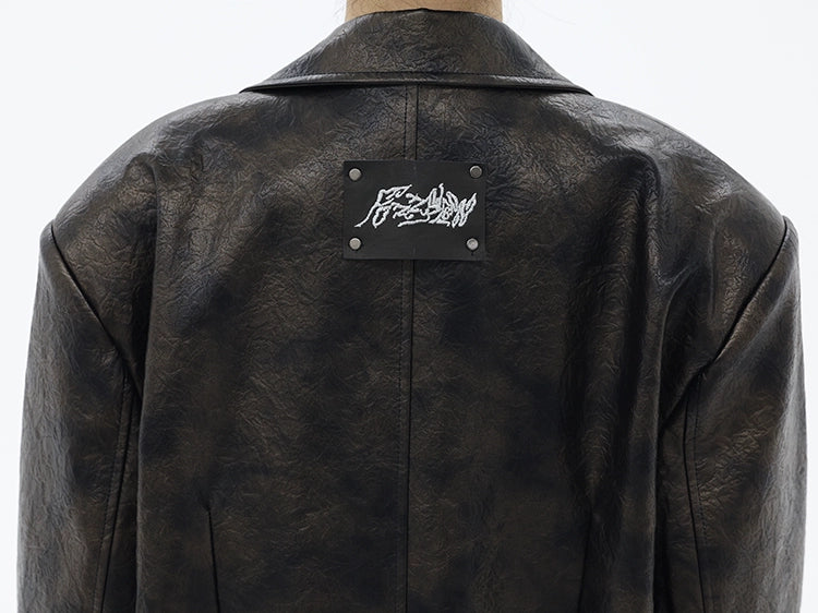 FUZZYKON Rich Tone Black-Brown Leather Jacket