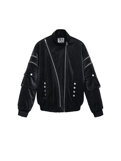 FUZZYKON Matte Leather Cotton-padded Jacket