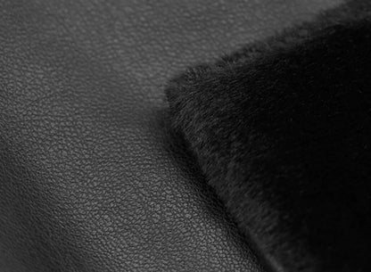 FUZZYKON Faux Fur Collar Leather Jacket