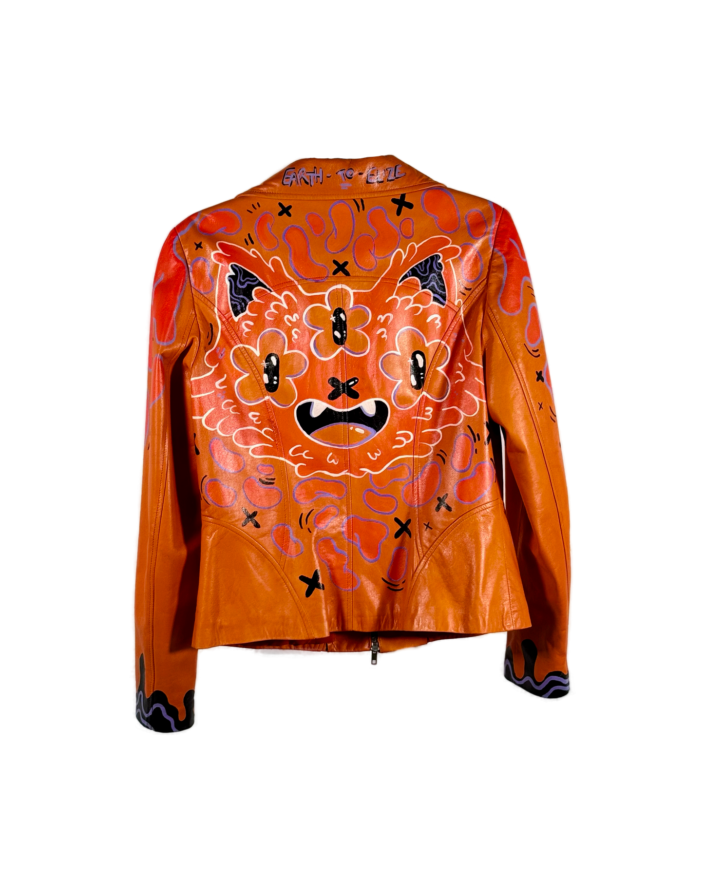 Space Cadet Hand Painted 'Feline Good' Leather Jacket